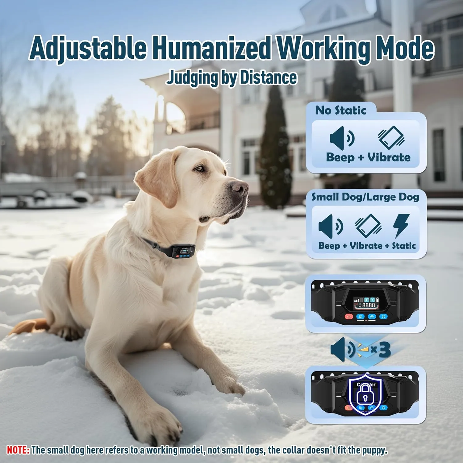 GPS Wireless Dog Fence, Electric Fence for Dogs Perimeter Dog Collar with 3 Warning Modes - Radius Up to 33-9999 Yards Wireless Fence for Large Dogs Only Outdoor Use