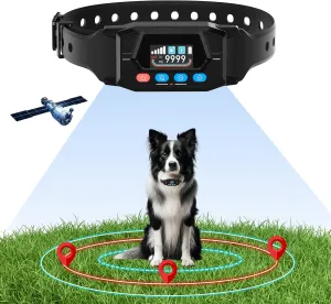 GPS Wireless Dog Fence, Electric Fence for Dogs Perimeter Dog Collar with 3 Warning Modes - Radius Up to 33-9999 Yards Wireless Fence for Large Dogs Only Outdoor Use