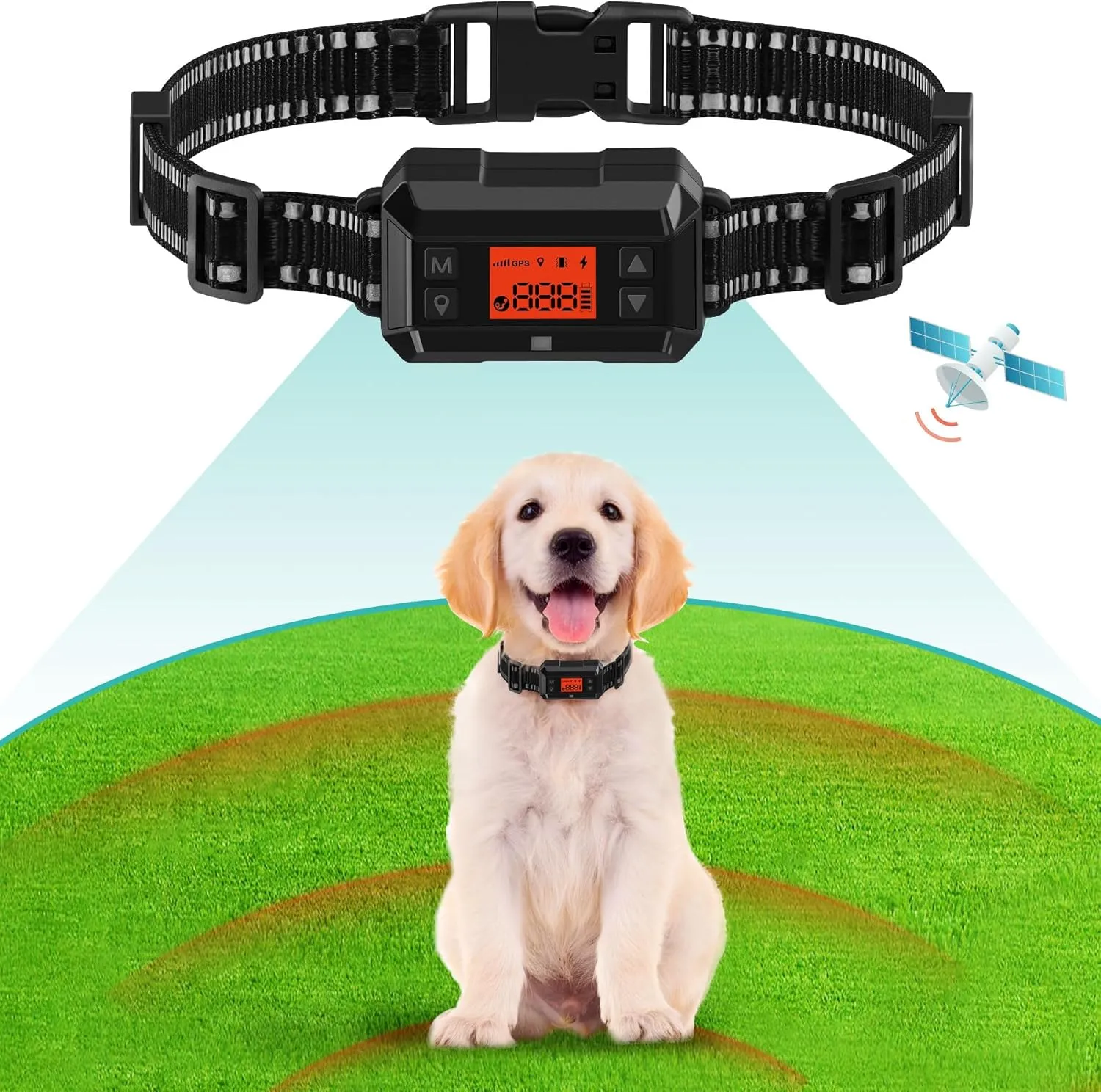 GPS Wireless Dog Fence, Electric Pet Containment System by GPS Signal Boundary with IPX7 Waterproof & Rechargeable Training Collar Receiver Radius 33-999 Yards for Outdoor Use, Black