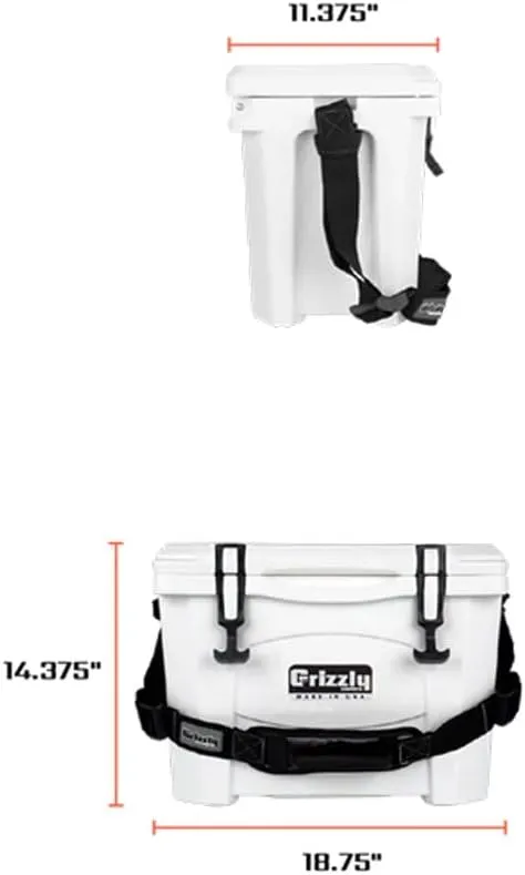 Grizzly 15 Cooler | 15 qt Ice Chest Durable Rotomolded Insulated | Made in USA | Warranty for Life | For Beach Boat Camping Fishing Hunting | G15