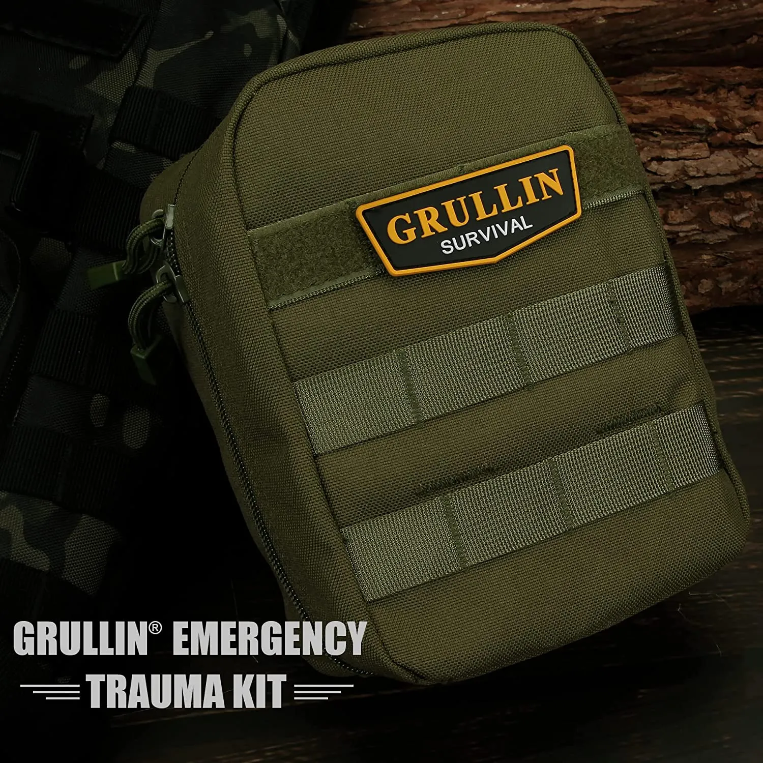 GRULLIN MOLLE IFAK Trauma Kit,Tactical First Aid Kit,Emergency EMT MedKit for Car Travel Adventure Kayak Camp Hunt,Tourniquet Bandage Bleed Control Kit