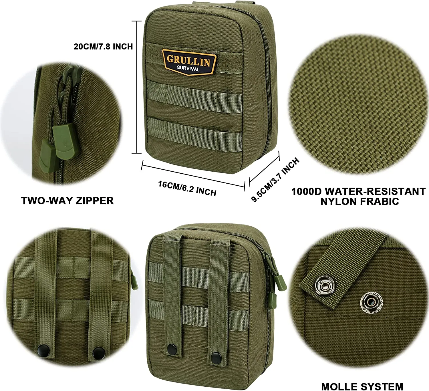 GRULLIN MOLLE IFAK Trauma Kit,Tactical First Aid Kit,Emergency EMT MedKit for Car Travel Adventure Kayak Camp Hunt,Tourniquet Bandage Bleed Control Kit