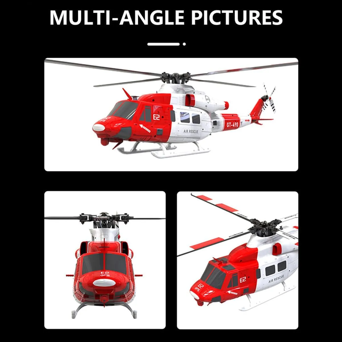 GS E2 UH-1Y RC Helicopter with GPS Lidar Positioning, 2.4G 6CH Dual Brushless DD Military Remote Control Helicopter Model, Mode1 Mode2 Switchable RC Aircraft Toy Gift -RTF