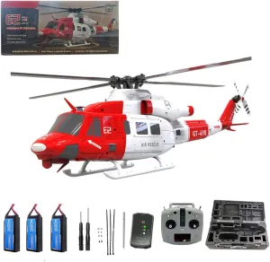 GS E2 UH-1Y RC Helicopter with GPS Lidar Positioning, 2.4G 6CH Dual Brushless DD Military Remote Control Helicopter Model, Mode1 Mode2 Switchable RC Aircraft Toy Gift -RTF