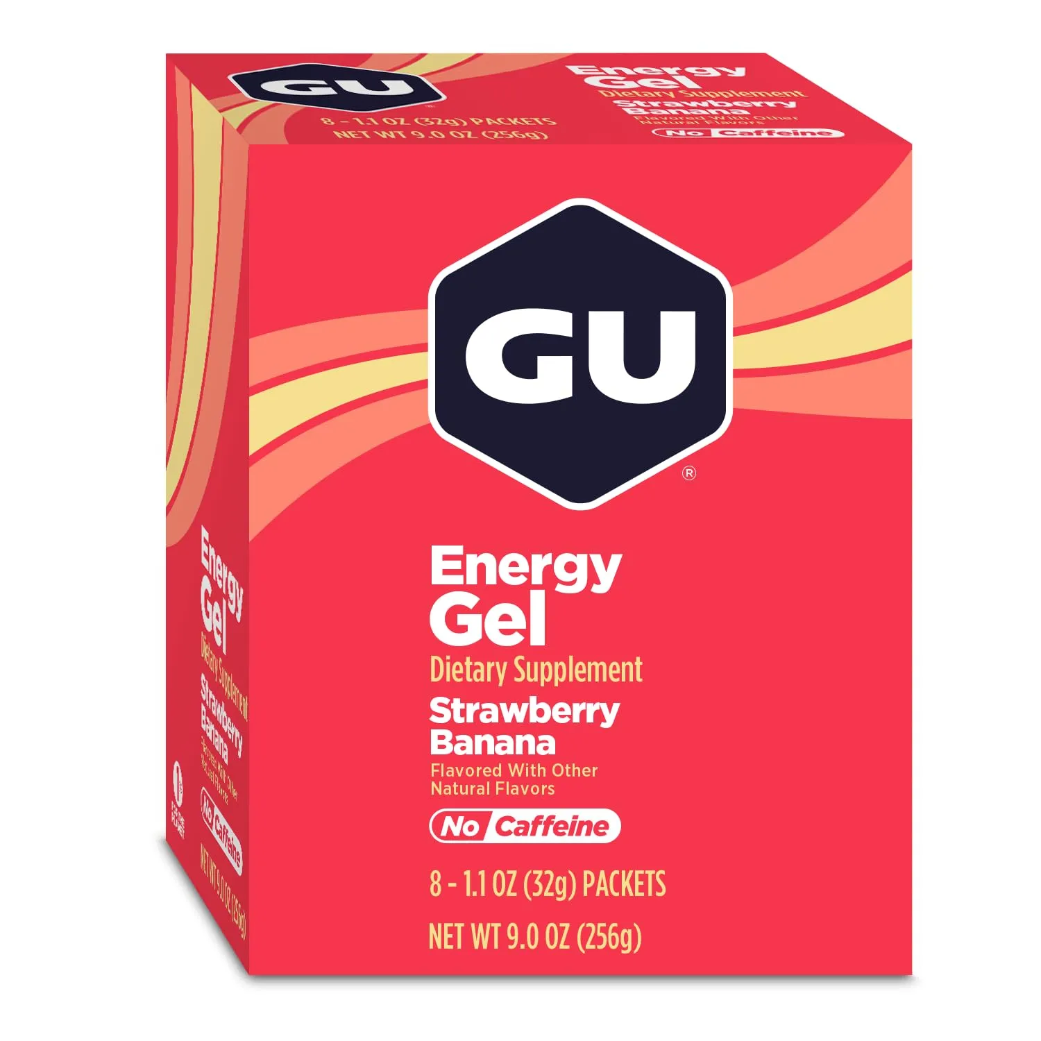 GU Energy Original Sports Nutrition Energy Gel, Vegan, Gluten-Free, Kosher, and Dairy-Free On-the-Go Energy for Any Workout, 8-Count, Strawberry Banana