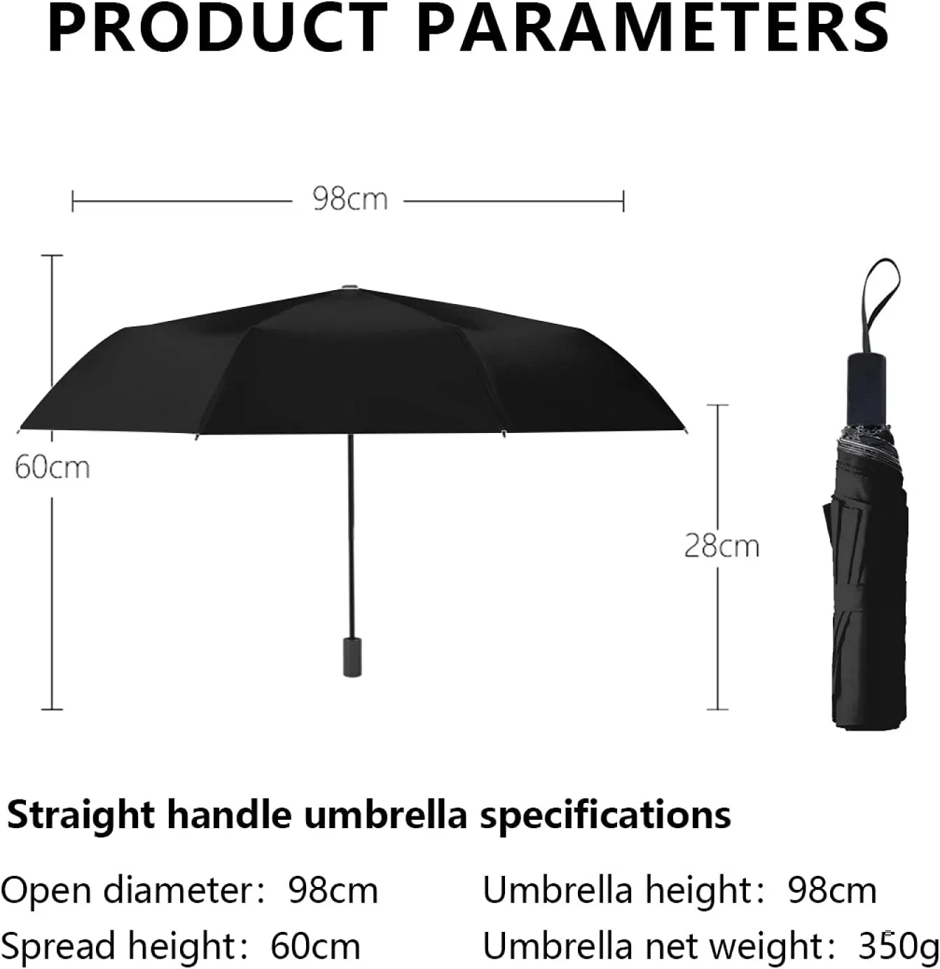 GUYOS -Umbrella Compact Travel Anti-UV Umbrella for Rain Sun,8 Reinforced Fiberglass Ribs Ergonomic Handle,for Men and Women and Family