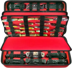 GWCASE Knife Display Case for 66  Pocket Knives. Folding Holder, Butterfly Storage Organizer, Roll Collection Pouch for Survival Tactical Outdoor - Red