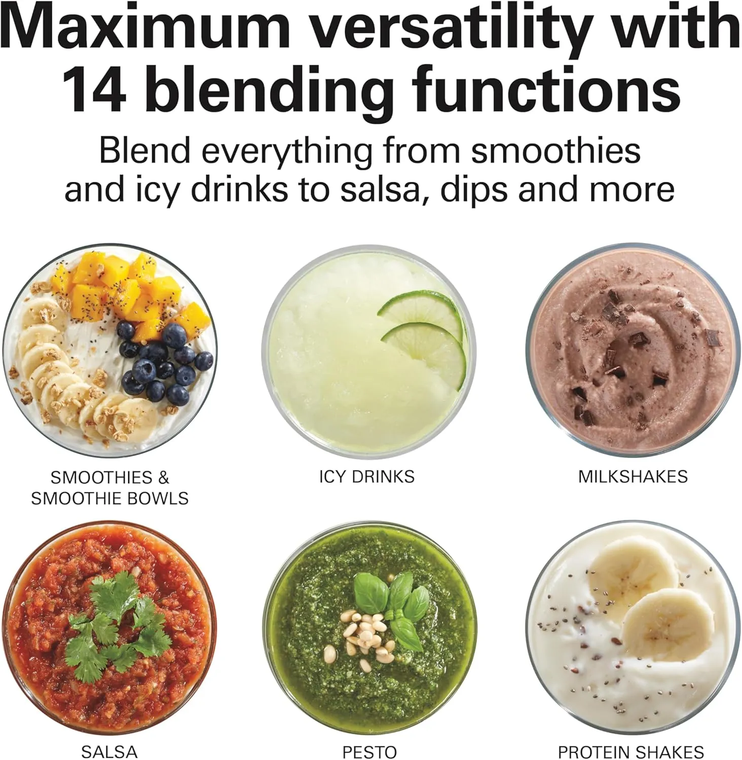 Hamilton Beach Wave Crusher Blender For Smoothies With 40 Oz Glass Jar and 14 Functions, Ice Sabre Blades & 700 Watts for Consistently Smooth Results, Black   Stainless Steel (54221)
