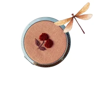 Handcrafted Compact Mirror, Floral Embroidery Folding Compact Mirror, Floral Hand Embroidery Compact Mirror, Hand Embroidery Floral Compact Mirror, Makeup Pocket Mirror, Teacher Gift, Gift For Her