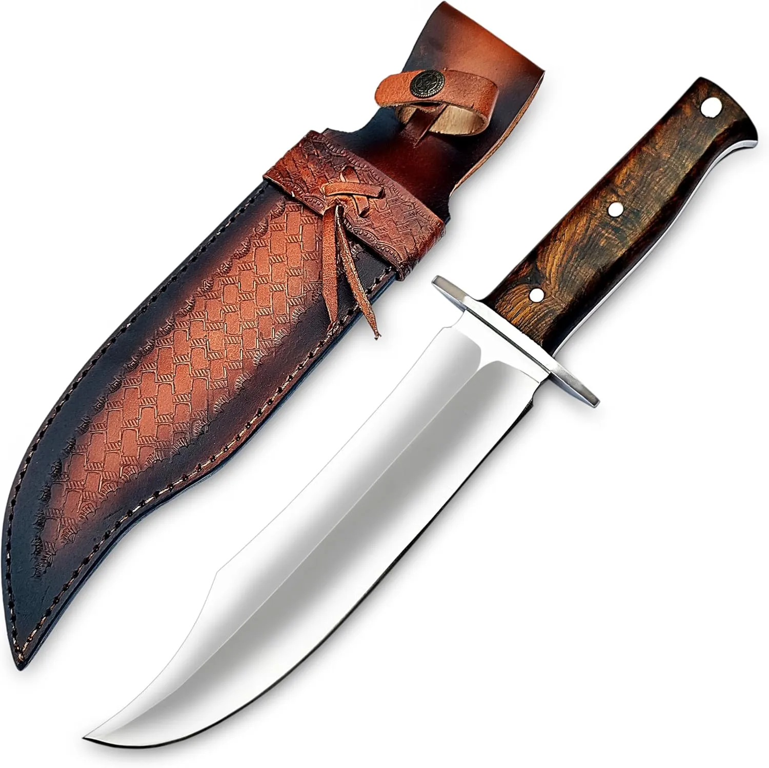 Handmade D2 Steel Bowie Knife 13 Inch Full Tang Fixed Blade Knife with Sheath | Hunting Knife with Wood Handle | Best for Bushcraft, Survival & Camping