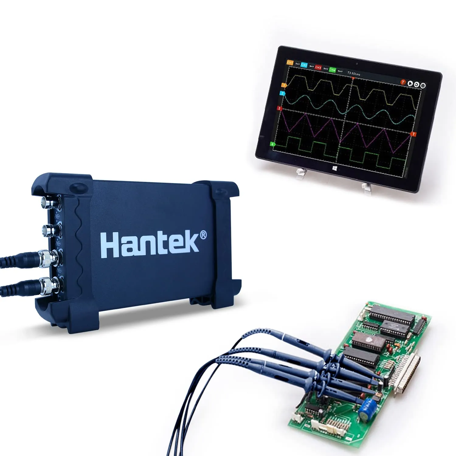 Hantek Digital USB Handheld oscilloscope 4 Channel 200MHz 1GSa/s lab oscilloscope kit pc Based Waveform Recorder Support Win 7/8/10 (6204BC)