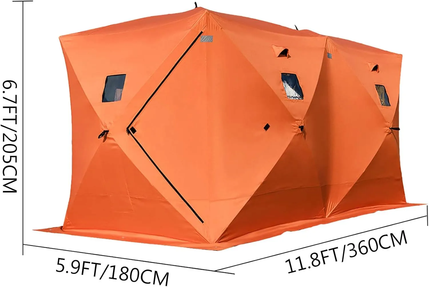 Happybuy Ice Fishing Tent Waterproof Pop-up 2/3/4/8 Person Carrying Bag Ice Shelter Fishing Tent with Detachable Ventilation Windows Oxford Fabric Zippered Door