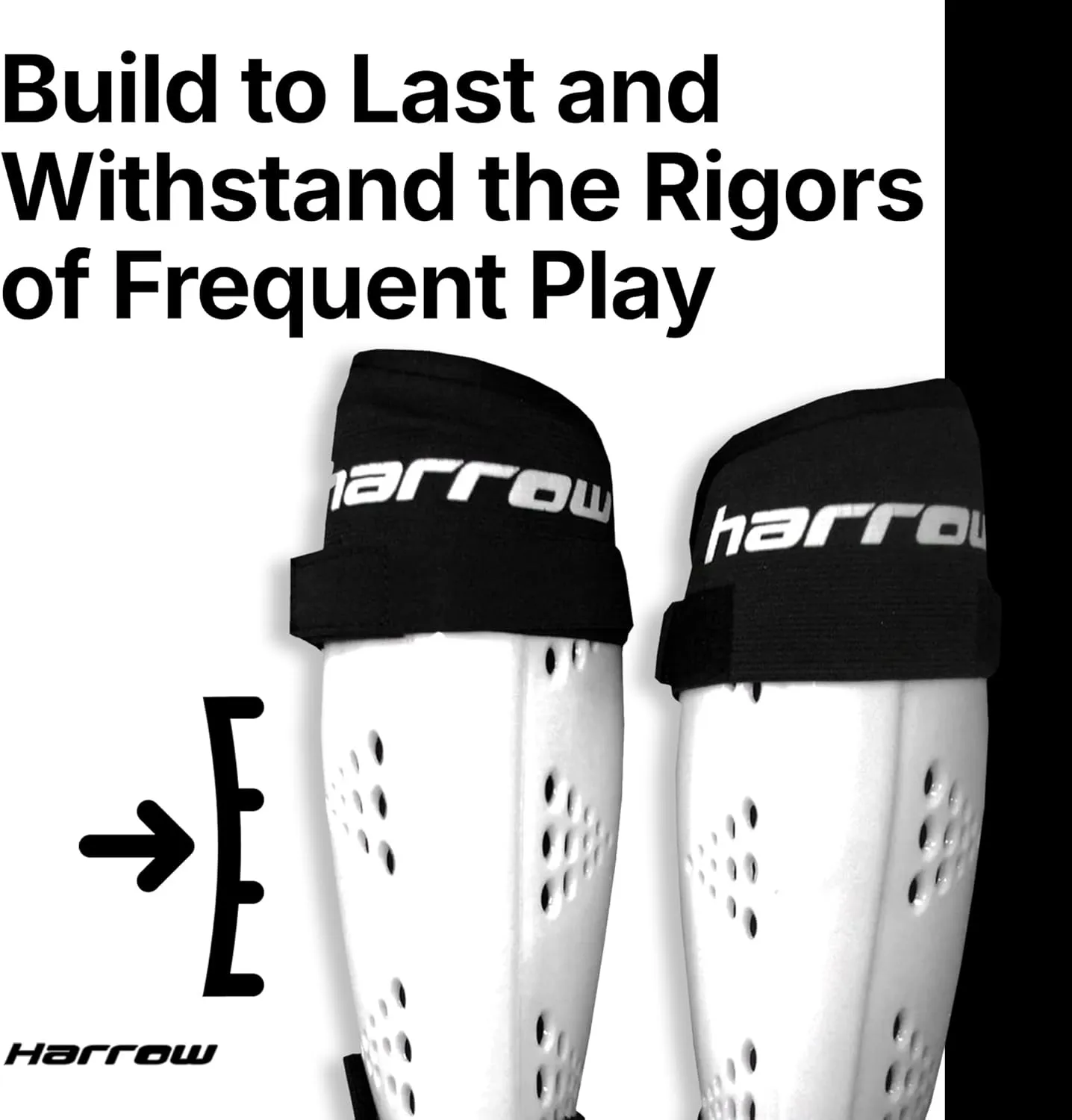 Harrow Probot Shin Guards White | High-Impact Protection for Field Hockey, Lacrosse & Ice Hockey | Lightweight, Breathable, & Durable Design | Available in Small, Medium, Large