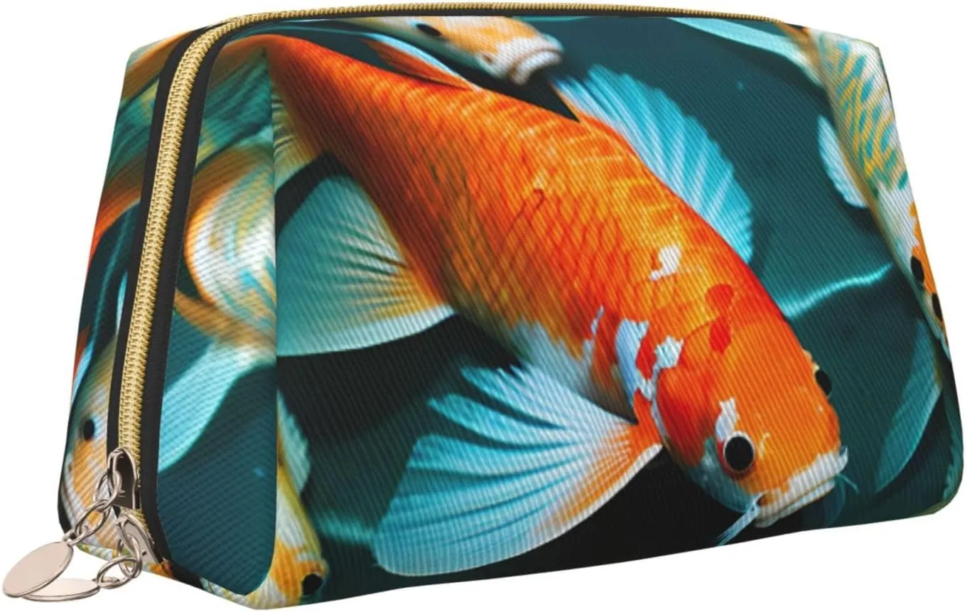 Hd Koi Fish Toiletry Pouch, Travel-Friendly Makeup Organizer For Makeup Brushes, Lipsticks