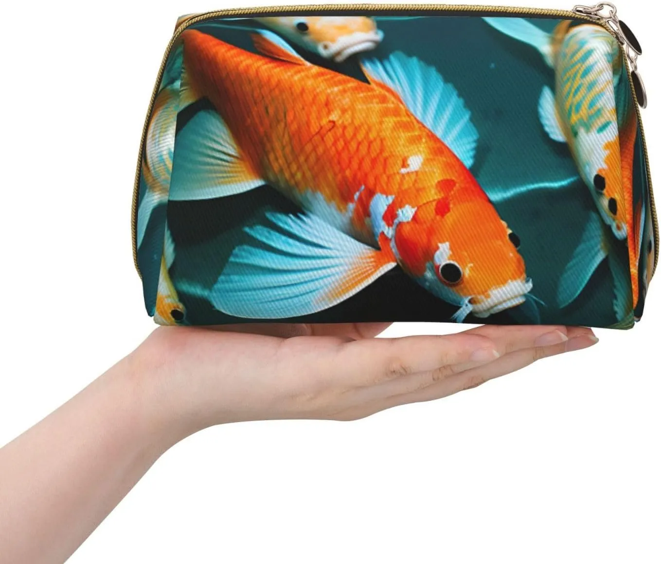 Hd Koi Fish Toiletry Pouch, Travel-Friendly Makeup Organizer For Makeup Brushes, Lipsticks
