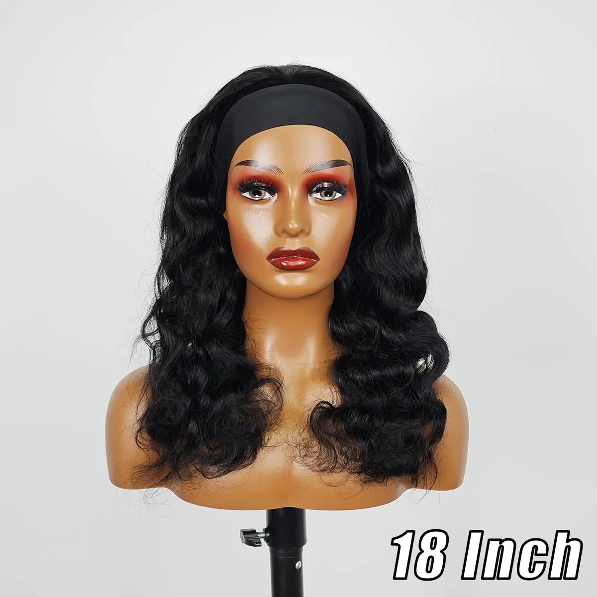 Headband Wig Human Hair for Women 22-Inch 180% Density Body Wave Headband Wigs Glueless Human Hair Wig(Body Wave, Natural Black)