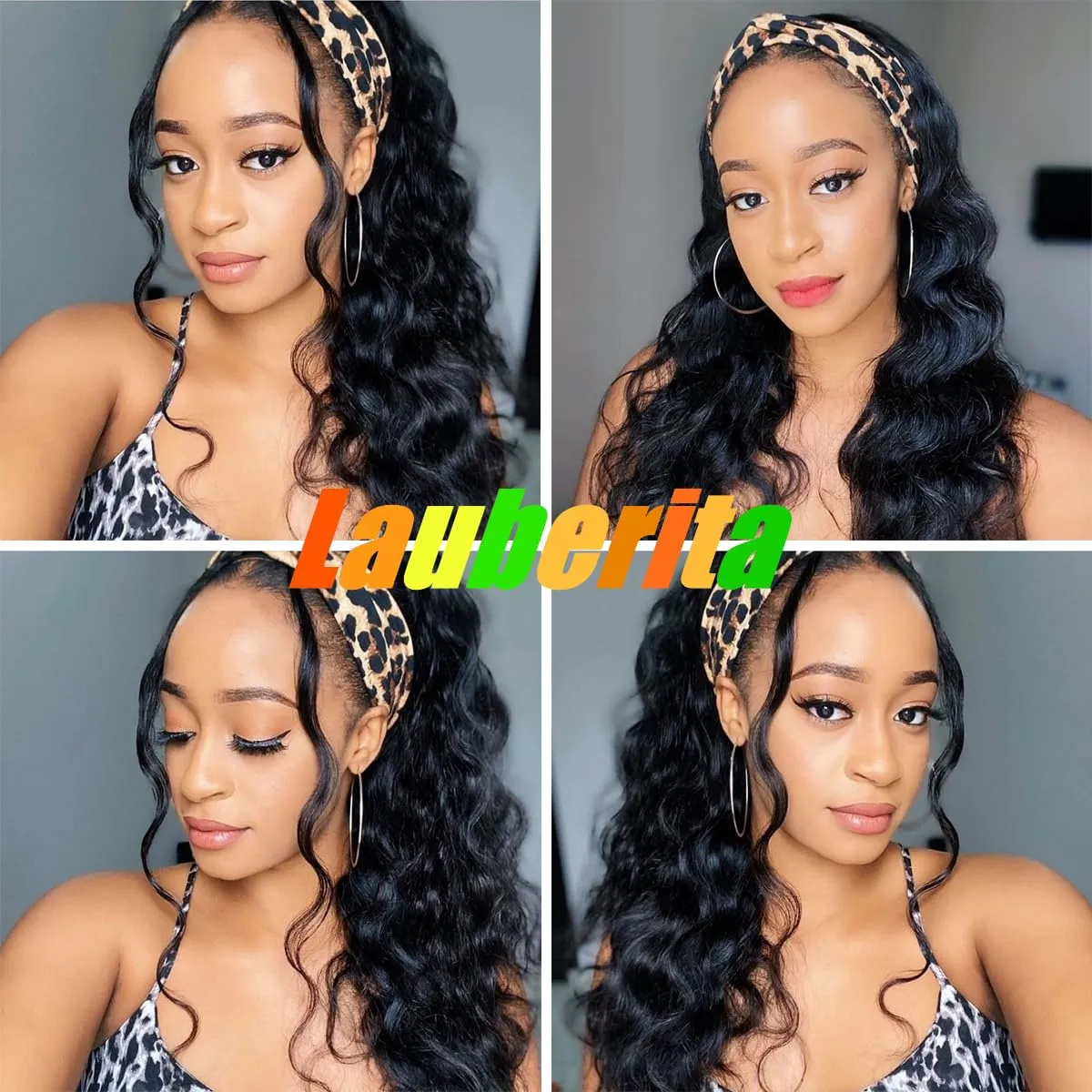 Headband Wig Human Hair for Women 22-Inch 180% Density Body Wave Headband Wigs Glueless Human Hair Wig(Body Wave, Natural Black)
