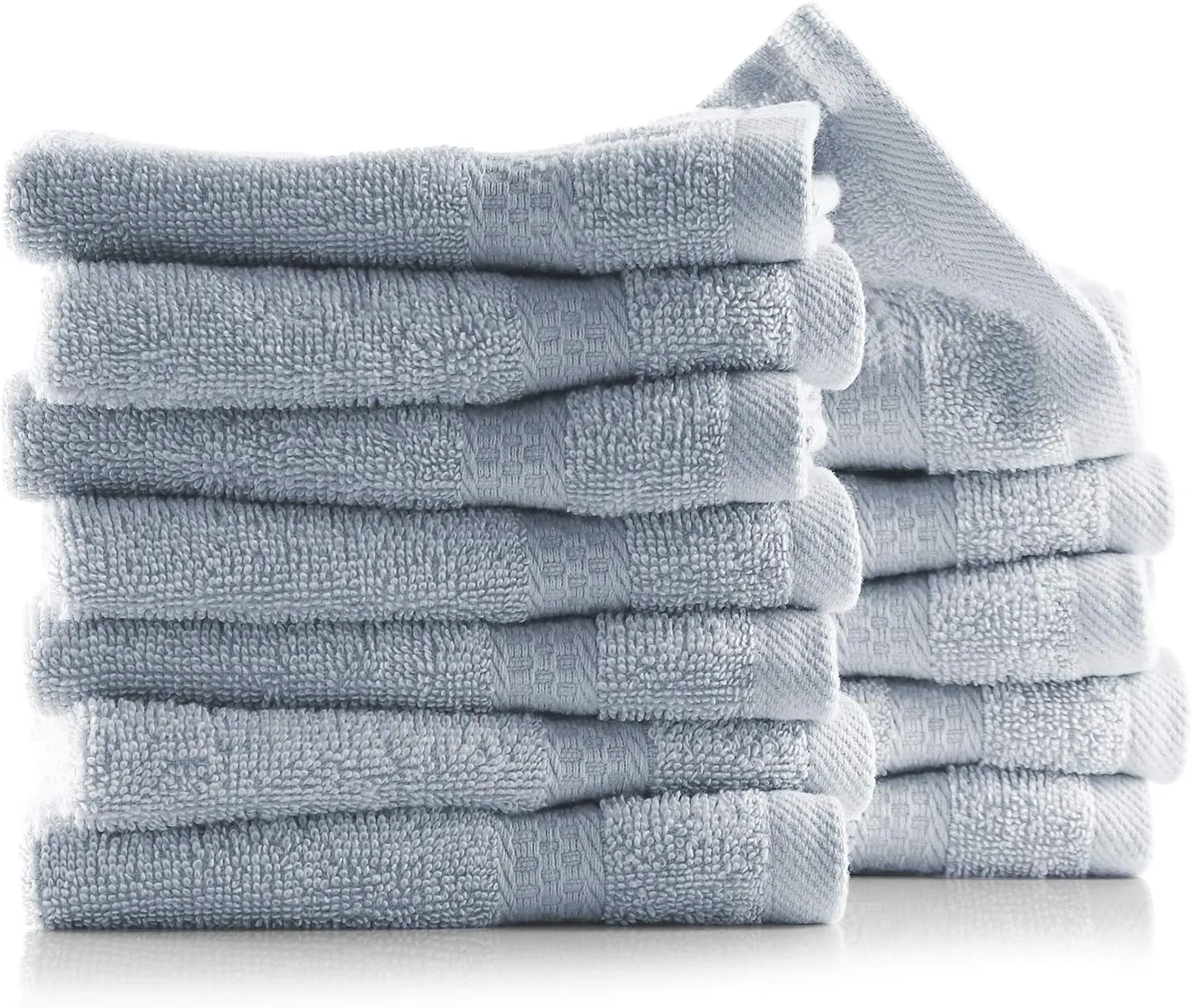 Hearth & Harbor Washcloths 12 Pack - 100% Cotton Washcloth for Body and face, High Absorbent and Soft 13"x13" Body Wash Cloth, Quick Dry - Ice Blue Washcloths