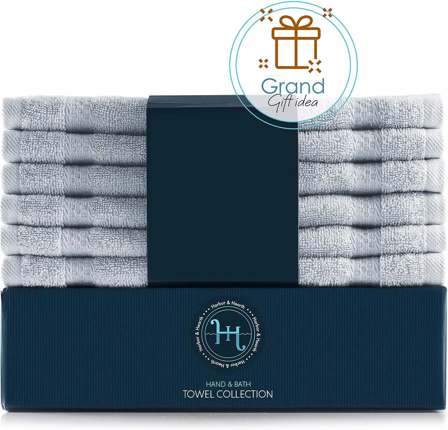 Hearth & Harbor Washcloths 12 Pack - 100% Cotton Washcloth for Body and face, High Absorbent and Soft 13"x13" Body Wash Cloth, Quick Dry - Ice Blue Washcloths