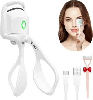 Heated Eyelash Curler, Portable Electric Eyelash Curlers for Women Girls, Handheld Rechargeable Eye Lash Curler with Eyelash Combs, 2 Heating Modes, Quick Natural Curling