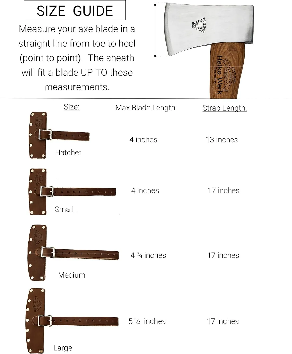 Helko Werk Helko Werk Leather Axe Sheath (Medium) - Genuine Leather Sheath for Axes and Hatchets Leather and Hatchet Cover and Axe Cover (Medium) S122