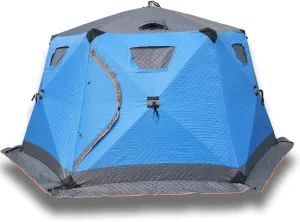 Hexagonal Outdoor Tent, Winter Ice Fishing Tent Warm Outdoor Camping Tent for 5-8 Person Ice Fishing Shelter Portable Ice Shanty Tent (Blue) (Blue)