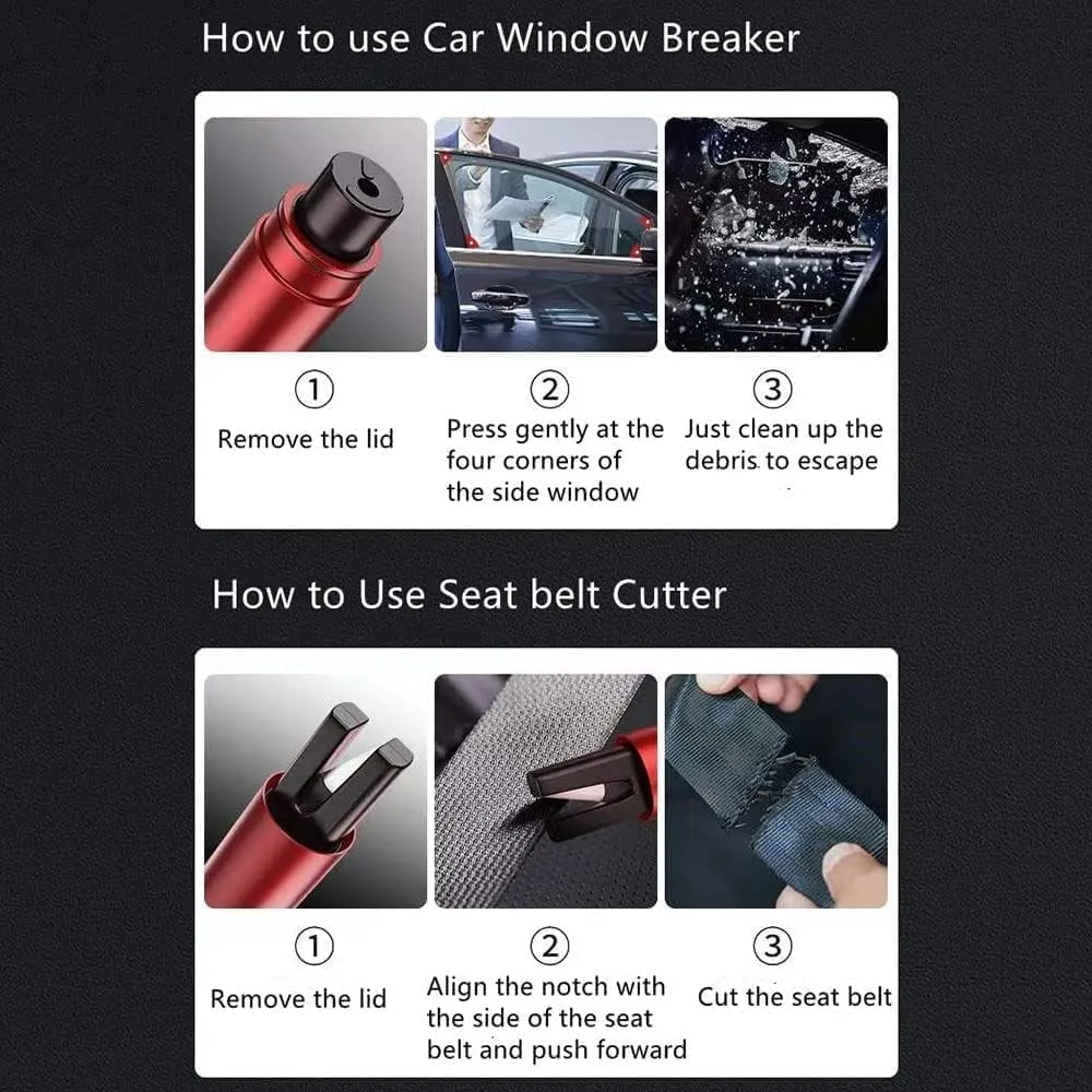 HHXS Car Window Breaker Seatbelt Cutter Tool, Safe Hammer Glass Breaker Under Water Safety Hammer Emergency Escape Glass Breaker Life Hammer for Car (4 Pcs, Red)