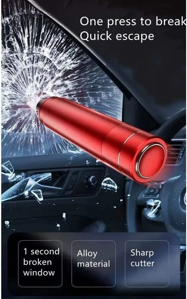 HHXS Car Window Breaker Seatbelt Cutter Tool, Safe Hammer Glass Breaker Under Water Safety Hammer Emergency Escape Glass Breaker Life Hammer for Car (4 Pcs, Red)