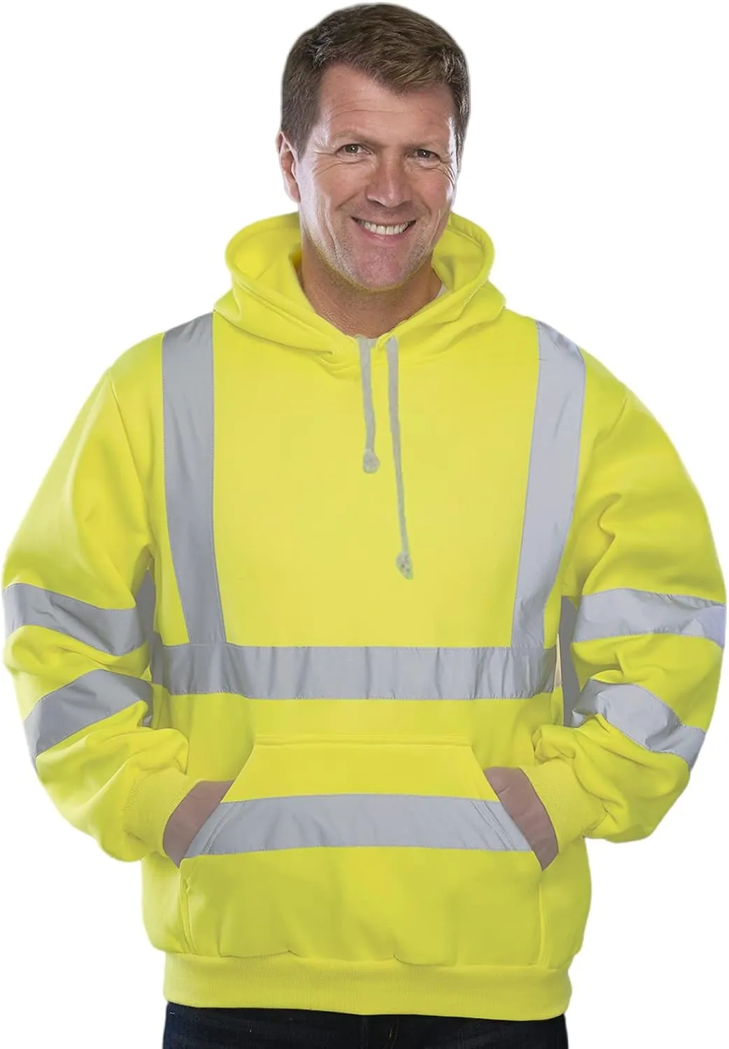 Hi Vis Men's Solid Color Reflective Visibility Sweatshirts Pullover