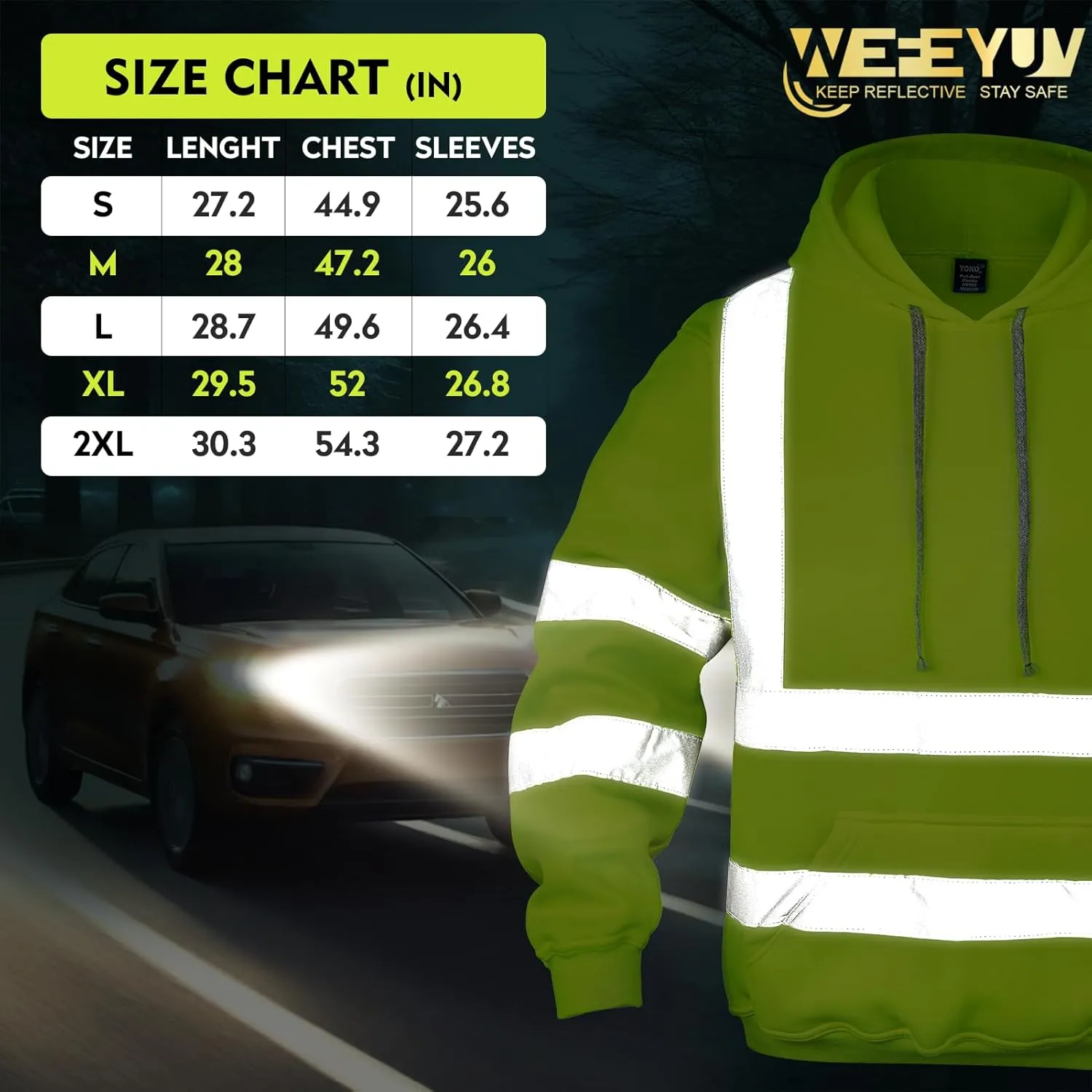 Hi Vis Men's Solid Color Reflective Visibility Sweatshirts Pullover
