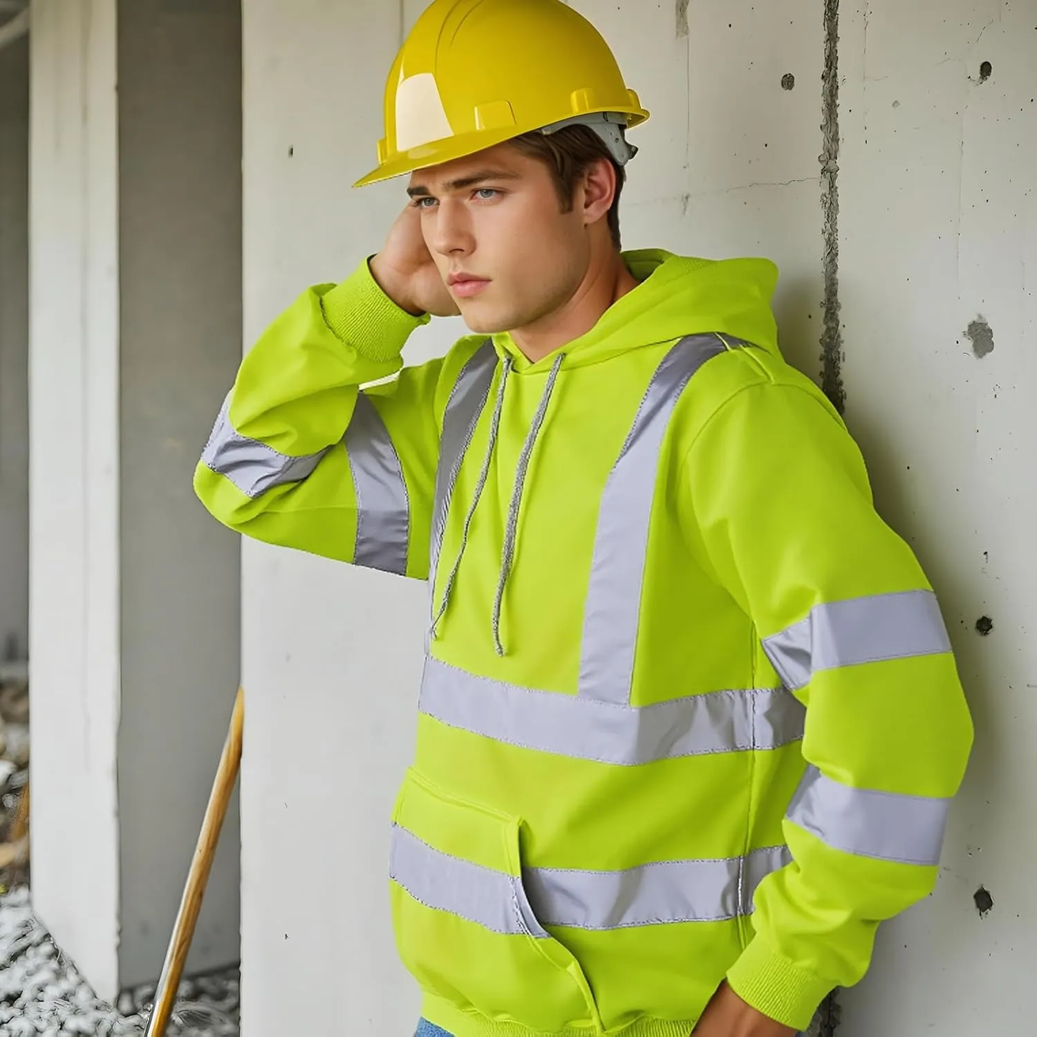 Hi Vis Men's Solid Color Reflective Visibility Sweatshirts Pullover