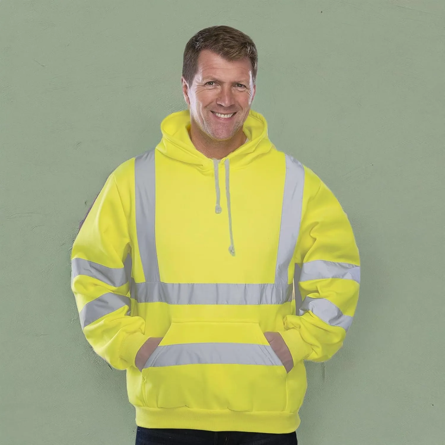 Hi Vis Men's Solid Color Reflective Visibility Sweatshirts Pullover