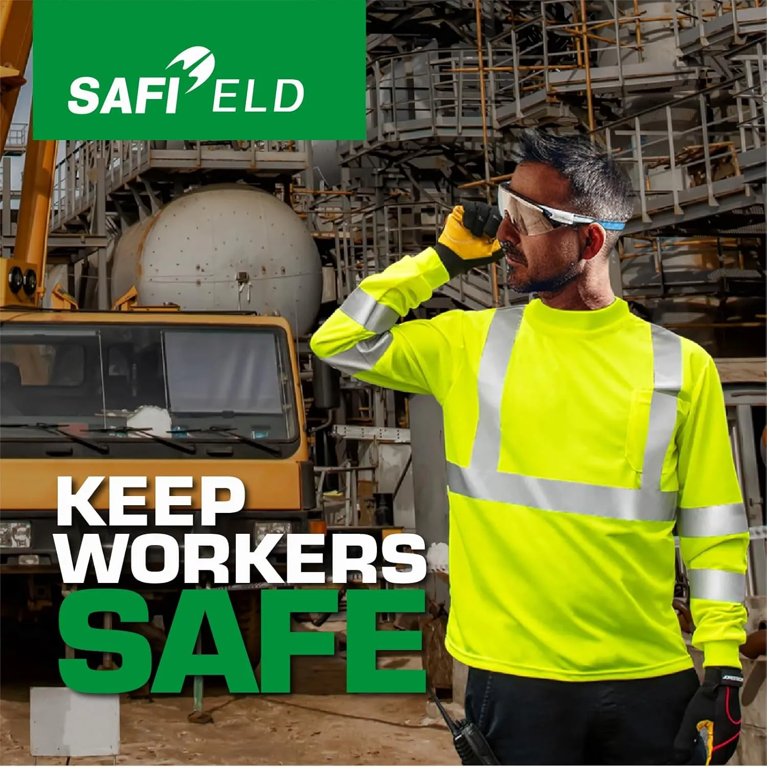 Hi Vis Safety Shirts for Men Reflective,High Visibility Work T-shirt Short Sleeve with Pocket, 3 and 5 Pack