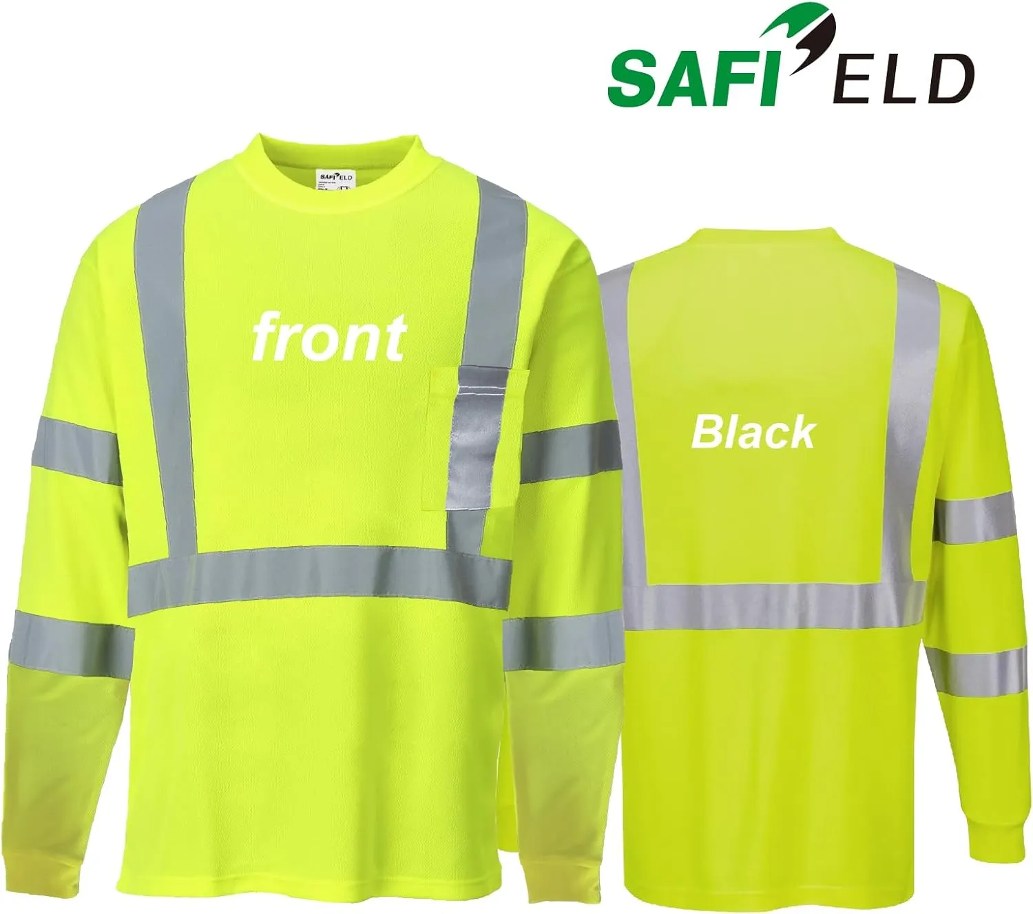 Hi Vis Safety Shirts for Men Reflective,High Visibility Work T-shirt Short Sleeve with Pocket, 3 and 5 Pack
