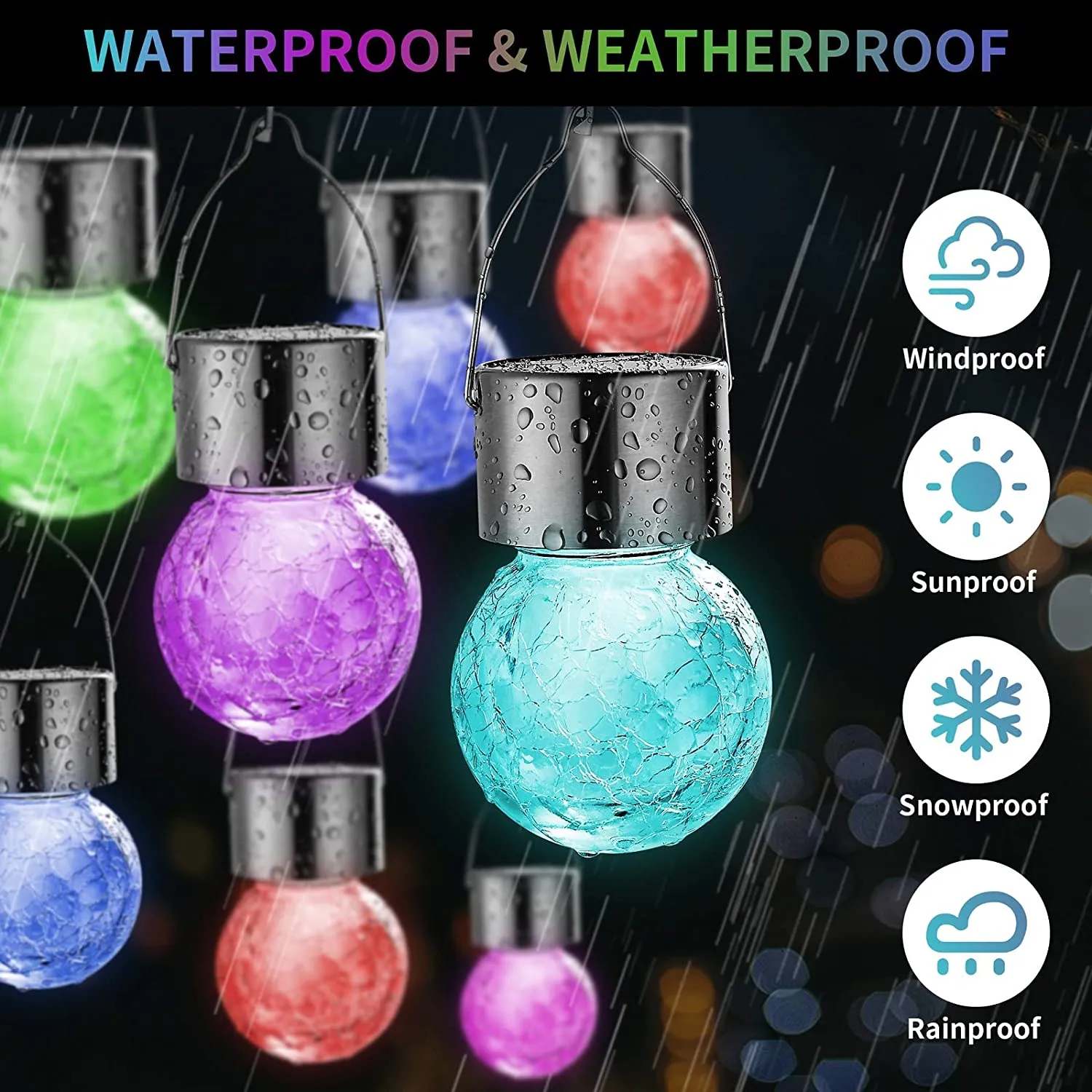 HiSolar Hanging Solar Lights Outdoor 12 Pack Solar Powered Cracked Glass Ball Light Decorative Tree Lights Outdoor Globe Lights Waterproof for Garden Yard Patio Fence Christmas Decoration (RGB)