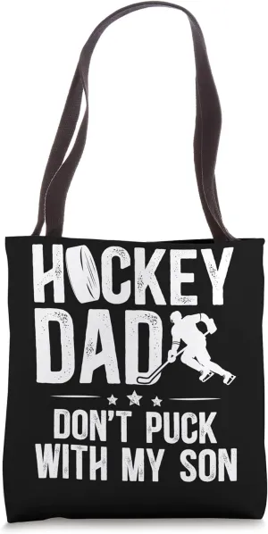Hockey Dad Of A Hockey Player Funny Ice Hockey Father Tote Bag