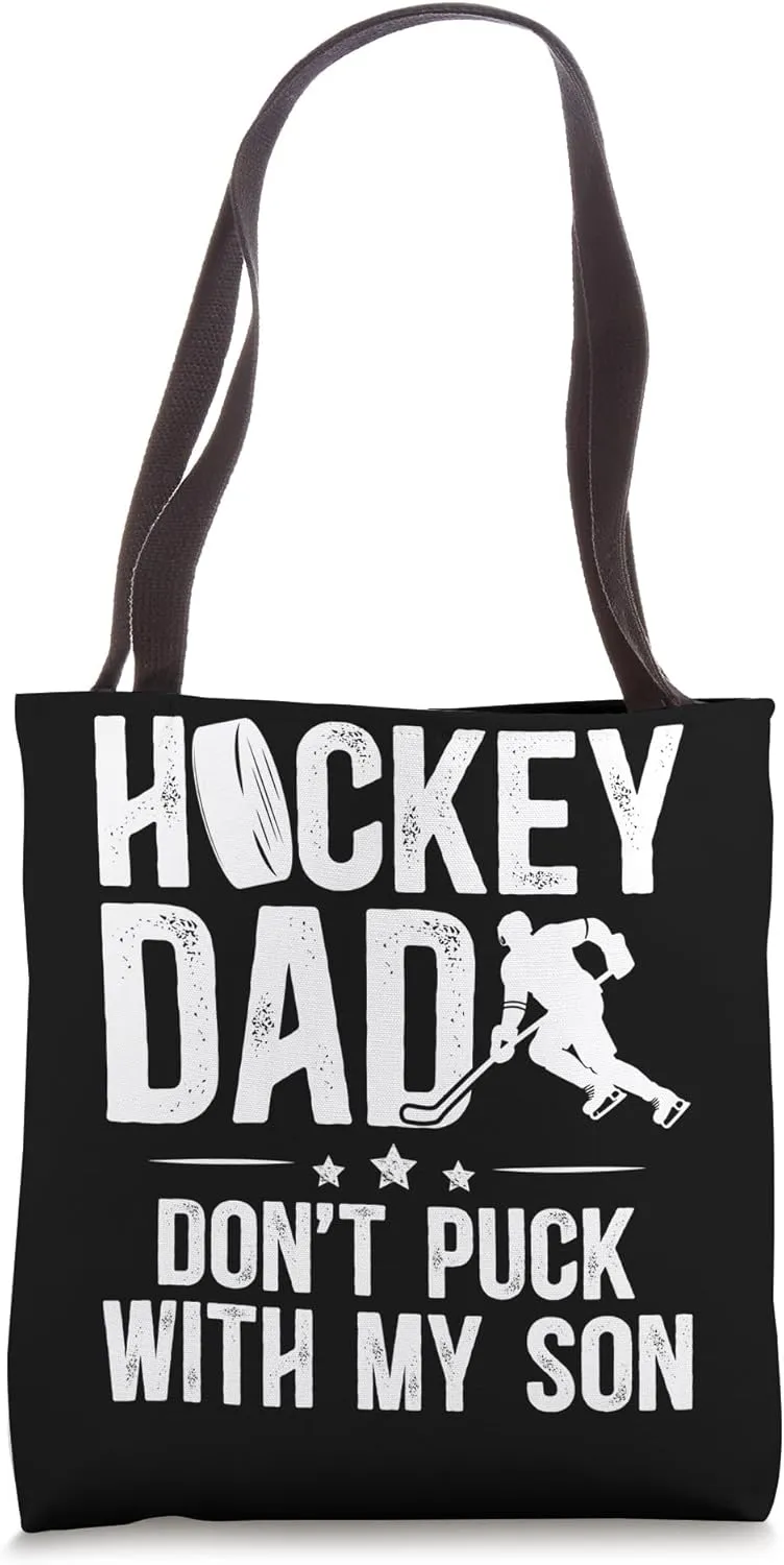 Hockey Dad Of A Hockey Player Funny Ice Hockey Father Tote Bag