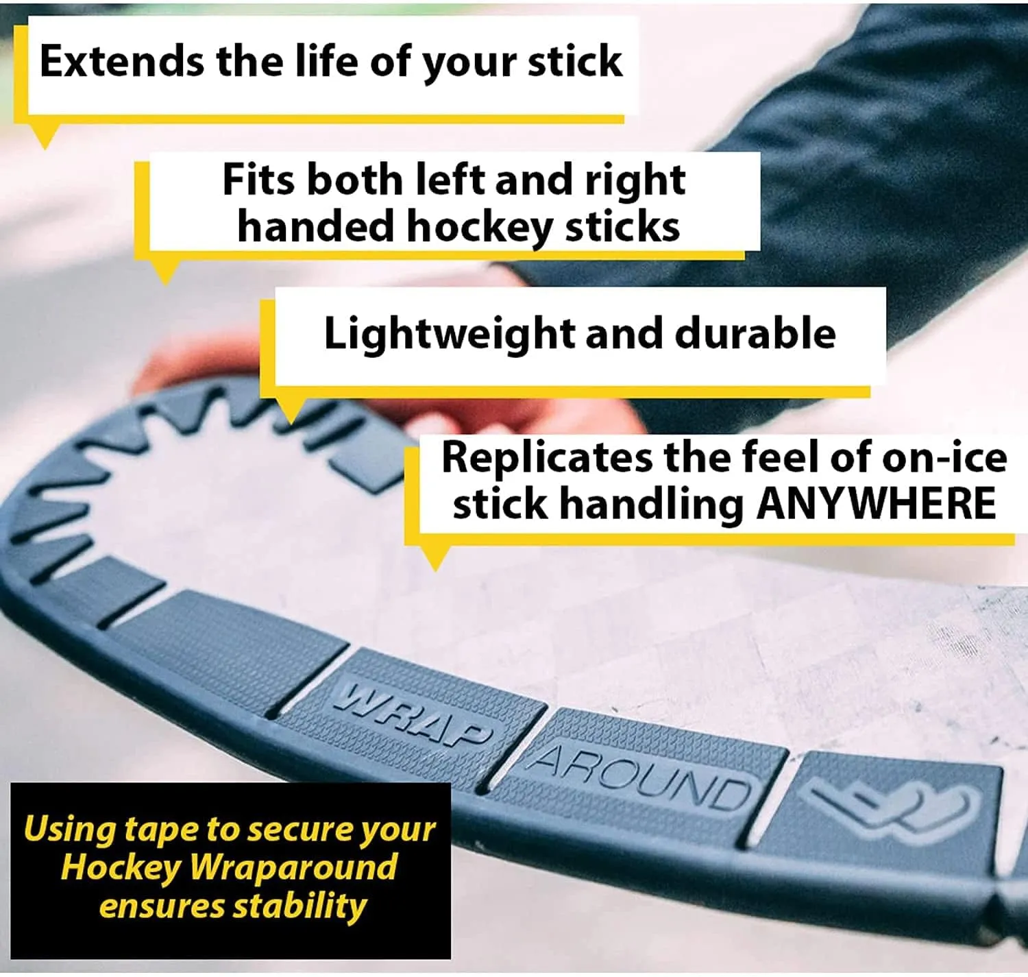 Hockey Stick Blade Protector for Off Ice Training, Street Hockey - Long Lasting -Cuts to Fit Kids, Intermediate, Senior Sticks - Hockey Training Equipment, Accessories, Gear