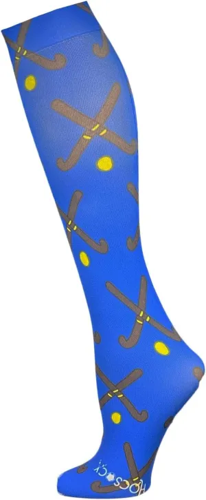Hocsocx Blue Field Hockey Sticks Socks Performance Liner Moisture-Wicking Protection for Field Hockey, Ice Hockey, and Soccer