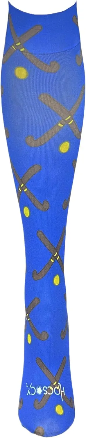 Hocsocx Blue Field Hockey Sticks Socks Performance Liner Moisture-Wicking Protection for Field Hockey, Ice Hockey, and Soccer