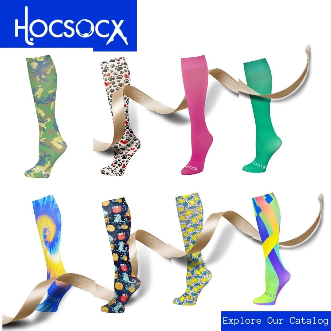 Hocsocx Team USA Swirls Socks Performance Liner Moisture-Wicking Protection for Field Hockey, Ice Hockey, and Soccer