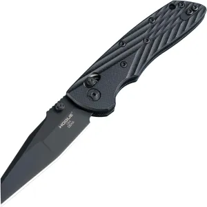 Hogue Deka ABLE Lock Folding Knife 3.25" CPM-20CV Black Cerakote Modified Wharncliffe Blade, Solid Black G10 Handles, AXIS/Crossbar Lock - 24266 (Gen 1)