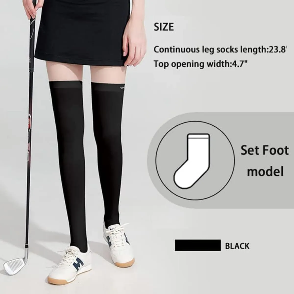 Hopply Golf Sun Protection Socks UPF50  Overknee Stocking Ice Silk Breathable Cool Socks for Women School Outdoor Sports