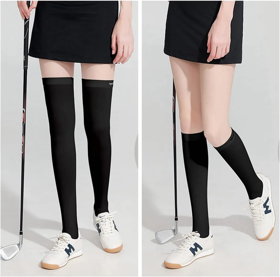Hopply Golf Sun Protection Socks UPF50  Overknee Stocking Ice Silk Breathable Cool Socks for Women School Outdoor Sports
