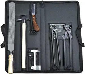 Horse Farrier Tool Kit Grooming Hoof Knife Nipper Rasps Buffer Cutter with Bag