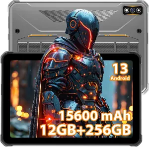 HOTWAV R7 Rugged Tablet Android 13, 15600mAh 10.1 Inch HD  Waterproof Tablet, 12GB 256GB/(2TB TF) Outdoor Work Tablets, 16MP 16MP Camera Octa Core/Daul SIM 4G/IP68&IP69K/Face ID/GPS/OTG/Widevine L1
