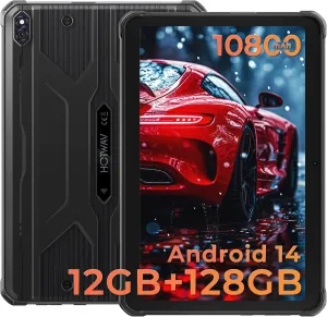 HOTWAV R8 Rugged Tablet Android 14, 10.1 inch HD  Display 10800mAh Battery, Octa-Core 12GB RAM 128GB ROM 1TB Outdoor Tablet, 13MP 5MP Camera IP68/IP69K Waterproof, 4G Dual SIM/5G WiFi/BT5.1/GPS