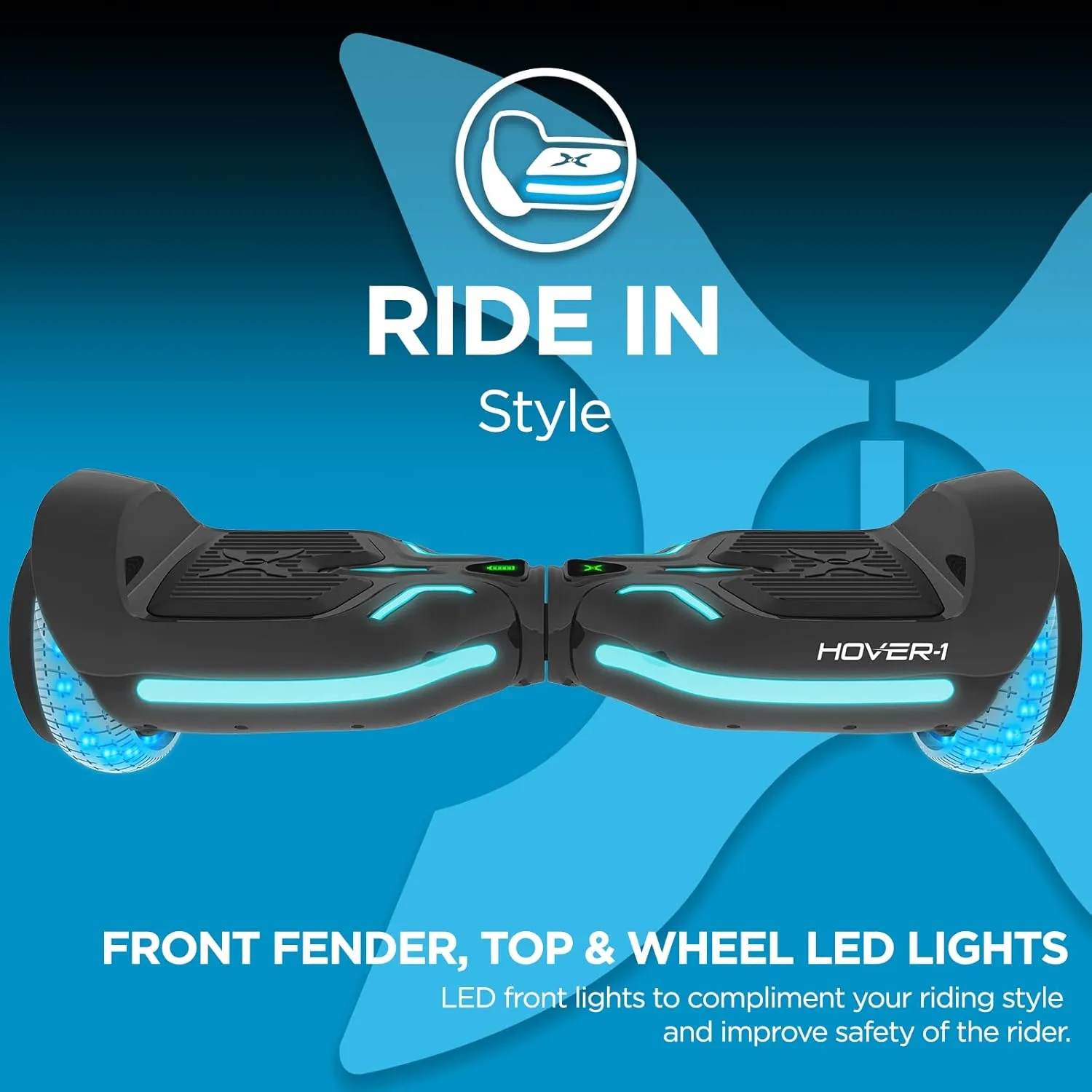 Hover-1 i100 Electric Hoverboard - 7MPH Top Speed, 10 Mile Range, 5HR Full-Charge, Built-In Bluetooth Speaker, Rider Modes: Beginner to Expert Self Balancing Scooter