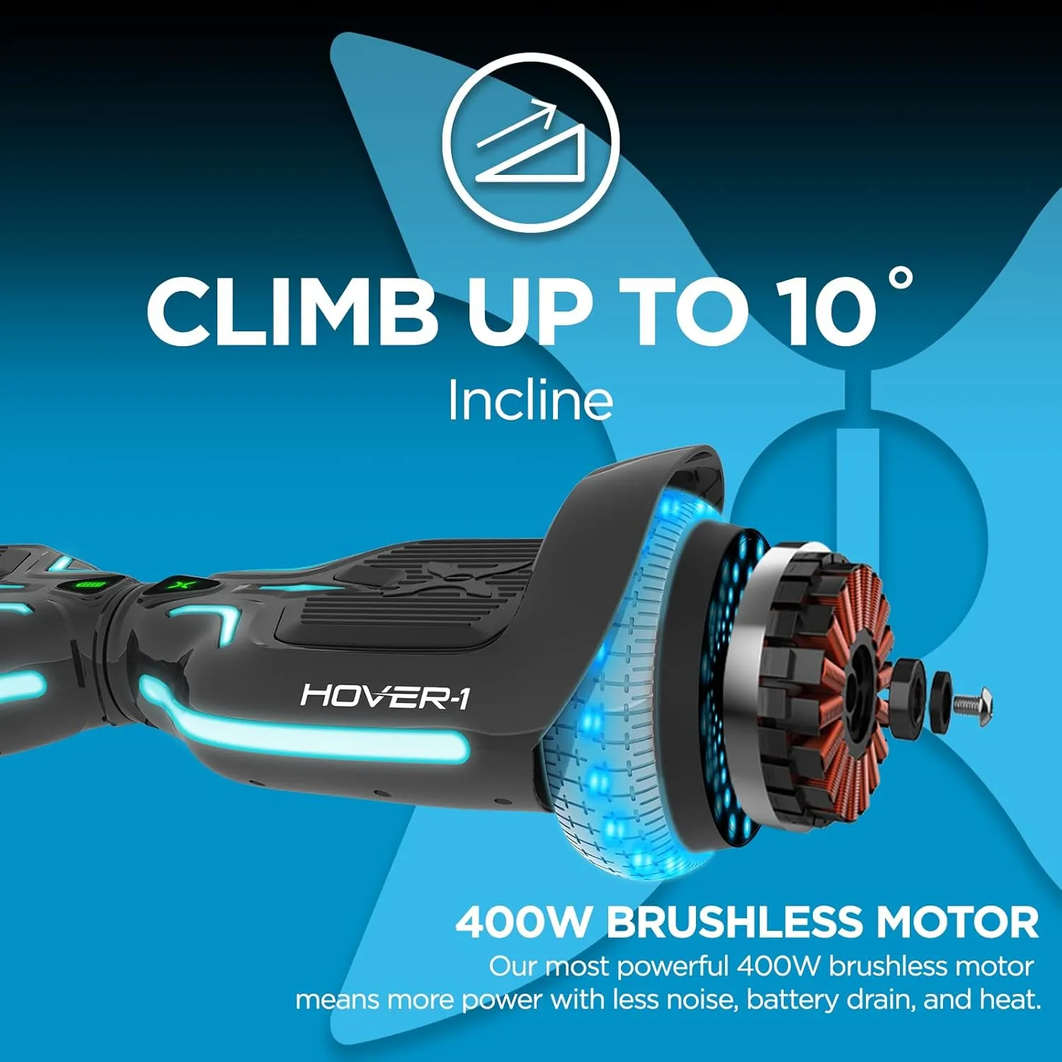 Hover-1 i100 Electric Hoverboard - 7MPH Top Speed, 10 Mile Range, 5HR Full-Charge, Built-In Bluetooth Speaker, Rider Modes: Beginner to Expert Self Balancing Scooter