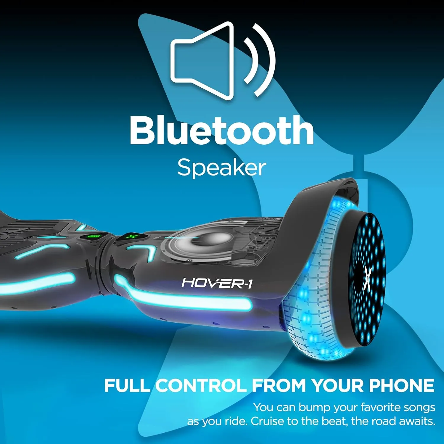 Hover-1 i100 Electric Hoverboard - 7MPH Top Speed, 10 Mile Range, 5HR Full-Charge, Built-In Bluetooth Speaker, Rider Modes: Beginner to Expert Self Balancing Scooter